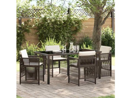 Zahradní jídelní souprava 5 pcs Hnědá Poly ratan 3380659