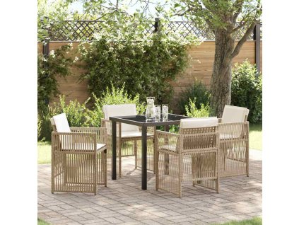 Zahradní jídelní souprava 5 pcs Béžová Poly ratan 3380661