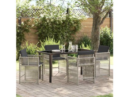 Zahradní jídelní souprava 5 pcs Světle šedá Poly ratan 3380666