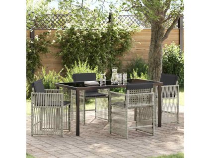 Zahradní jídelní souprava 5 pcs Světle šedá Poly ratan 3380667