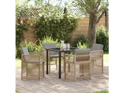 Zahradní jídelní souprava 5 pcs Béžová Poly ratan 3380669