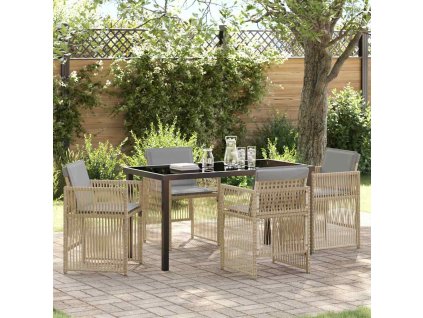 Zahradní jídelní souprava 5 pcs Béžová Poly ratan 3380670