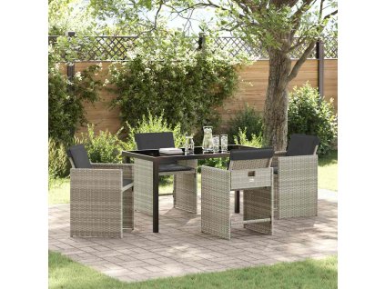 Zahradní jídelní souprava 5 pcs Světle šedá polyratan 3380706