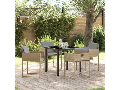 Zahradní jídelní souprava 5 pcs Béžová polyratan 3380737