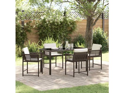 Zahradní jídelní souprava 5 pcs Hnědá polyratan 3380754