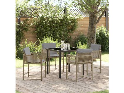 Zahradní jídelní souprava 5 pcs Béžová polyratan 3380765