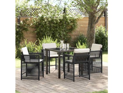 Zahradní jídelní souprava 5 pcs Černá polyratan 3380769
