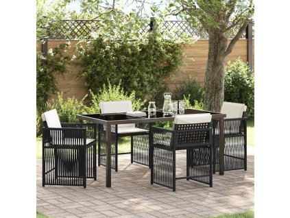 Zahradní jídelní souprava 5 pcs Černá polyratan 3380771