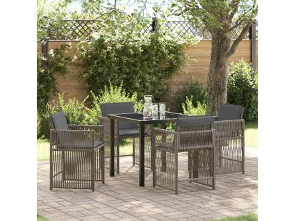 Zahradní jídelní souprava 5 pcs Šedá polyratan 3380777