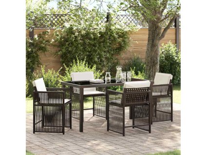 Zahradní jídelní souprava 5 pcs Hnědá polyratan 3380782