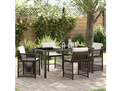 Zahradní jídelní souprava 5 pcs Hnědá polyratan 3380783