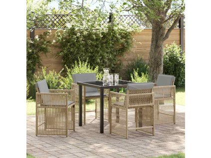 Zahradní jídelní souprava 5 pcs Béžová polyratan 3380793