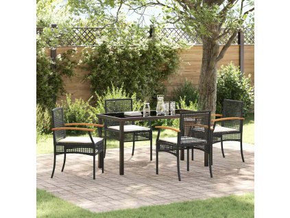Zahradní jídelní souprava 5 pcs Černá polyratan 3380815