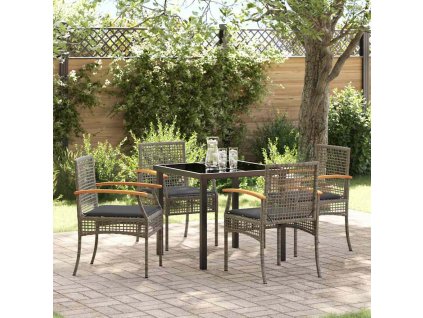 Zahradní jídelní souprava 5 pcs Šedá polyratan 3380821