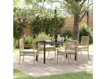 Zahradní jídelní souprava 5 pcs Béžová polyratan 3380829