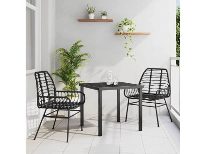 Zahradní jídelní souprava 3 pcs Černá polyratan 3380841