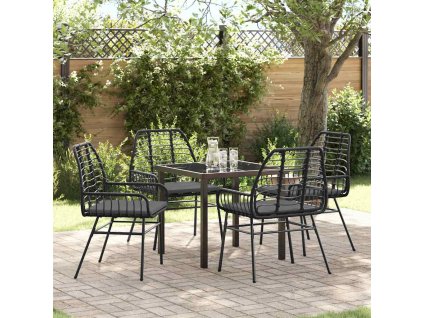 Zahradní jídelní souprava 5 pcs Černá polyratan 3380856