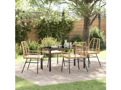 Zahradní jídelní souprava 5 pcs Hnědá polyratan 3380864