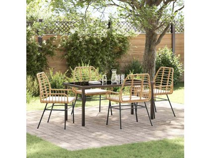 Zahradní jídelní souprava 5 pcs Hnědá polyratan 3380865