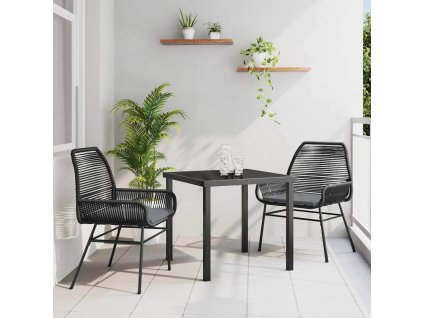 Zahradní jídelní souprava 3 pcs Černá polyratan 3380869