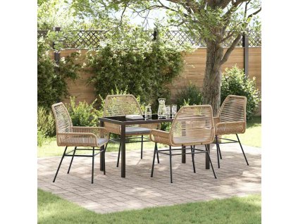 Zahradní jídelní souprava 5 pcs Hnědá polyratan 3380878