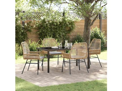 Zahradní jídelní souprava 5 pcs Hnědá polyratan 3380879