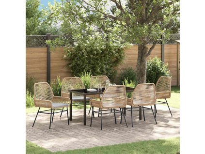 Zahradní jídelní souprava 7 pcs Hnědá polyratan 3380880
