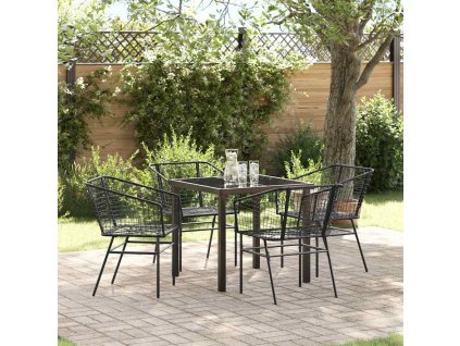 Zahradní jídelní souprava 5 pcs Černá polyratan 3380891