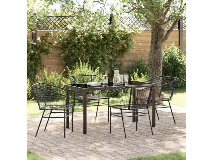 Zahradní jídelní souprava 5 pcs Černá polyratan 3380892
