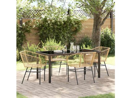 Zahradní jídelní souprava 5 pcs Hnědá polyratan 3380900