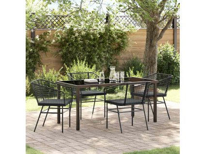 Zahradní jídelní souprava 5 pcs Černá polyratan 3380907