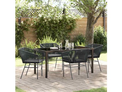 Zahradní jídelní souprava 5 pcs Černá Poly ratan 3380921