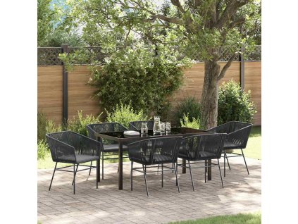 Zahradní jídelní souprava 7 pcs Černá Poly ratan 3380922