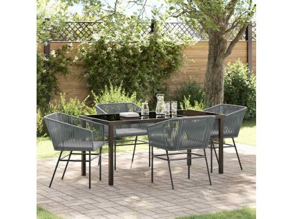 Zahradní jídelní souprava 5 pcs Šedá Poly ratan 3380935