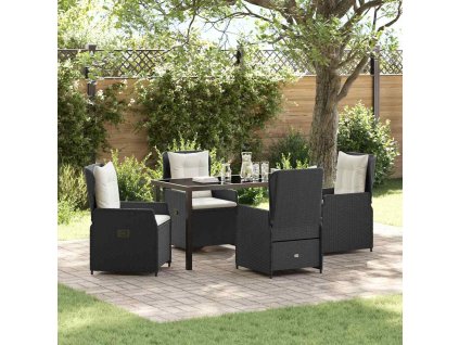 Zahradní jídelní souprava 5 pcs Černá polyratan 3380941