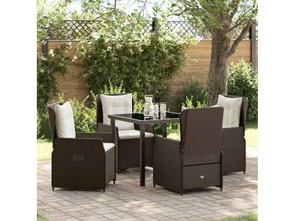 Zahradní jídelní souprava 5 pcs Hnědá polyratan 3380947