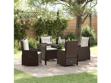 Zahradní jídelní souprava 5 pcs Hnědá polyratan 3380948