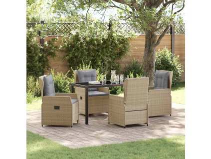 Zahradní jídelní souprava 5 pcs Béžová polyratan 3380962