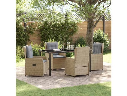 Zahradní jídelní souprava 5 pcs Béžová polyratan 3380963