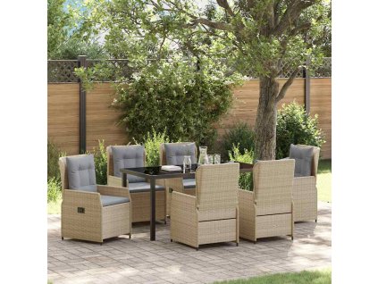 Zahradní jídelní souprava 7 pcs Béžová polyratan 3380964