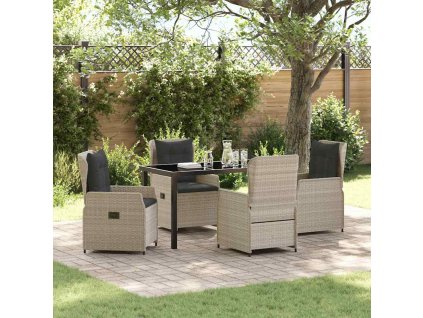 Zahradní jídelní souprava 5 pcs Světle šedá polyratan 3380976