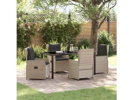 Zahradní jídelní souprava 5 pcs Světle šedá polyratan 3380977