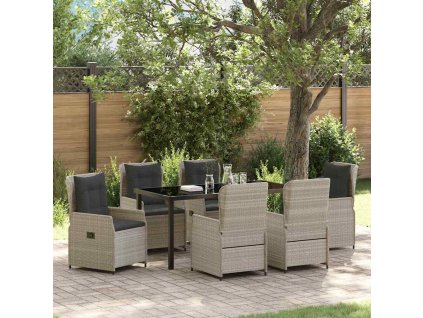 Zahradní jídelní souprava 7 pcs Světle šedá polyratan 3380978