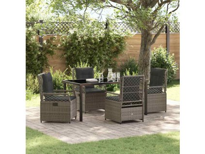 Zahradní jídelní souprava 5 pcs Šedá polyratan 3380998