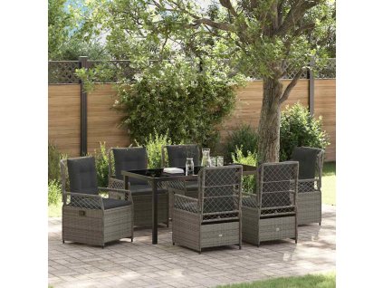 Zahradní jídelní souprava 7 pcs Šedá polyratan 3380999