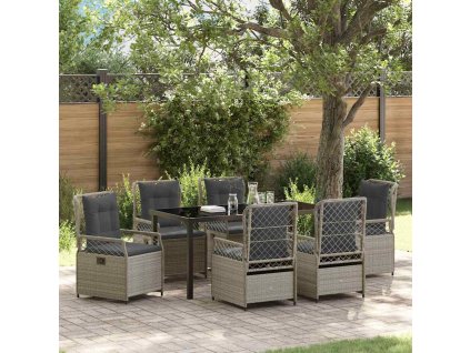 Zahradní jídelní souprava 7 pcs Světle šedá polyratan 3381020