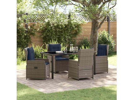 Zahradní jídelní souprava 5 pcs Šedá Poly ratan 3381033