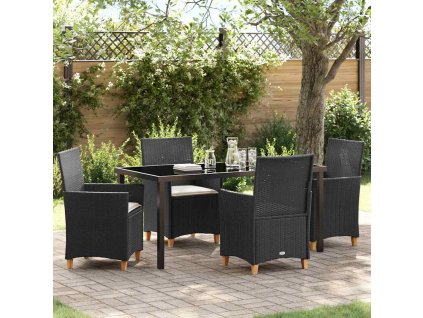 Zahradní jídelní souprava 5 pcs Černá polyratan 3381068