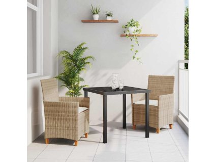 Zahradní jídelní souprava 3 pcs Béžová polyratan 3381079