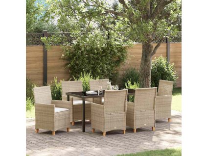 Zahradní jídelní souprava 7 pcs Béžová polyratan 3381083